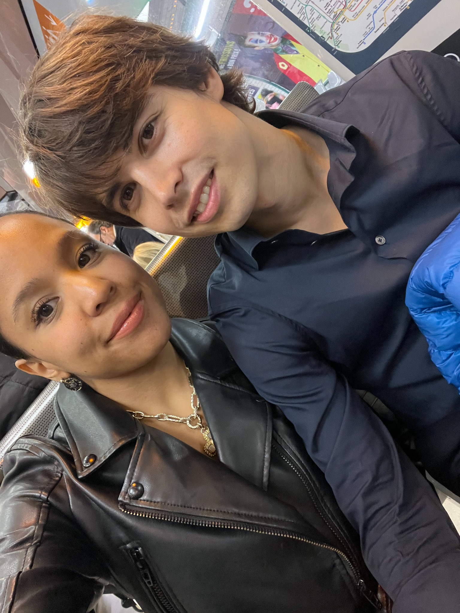 Oscar and Amber taking a selfie together