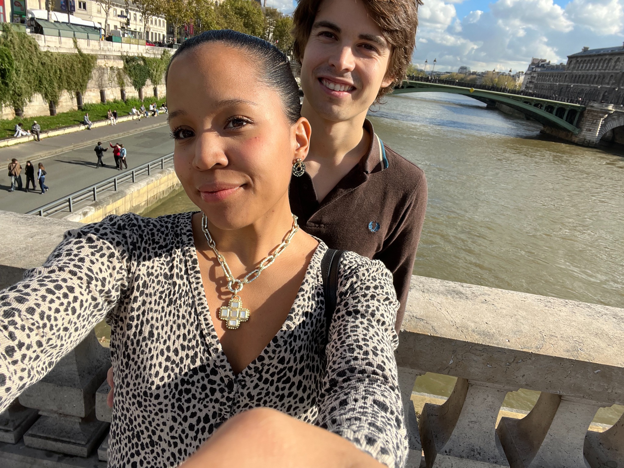 Oscar and Amber beside a river